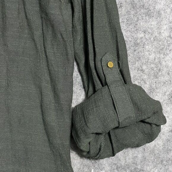 Zac & Rachel Tunic Blouse Women’s Large Top Green Roll Tab Lightweight NWT - Picture 6 of 15